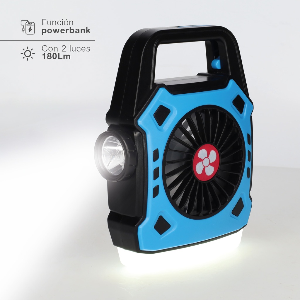 Ventilador de camping Stawell con linterna LED 180lm