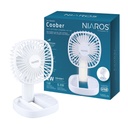 Mini ventilador de mano plegable Coober con luz USB recargable Blanco