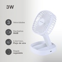 Mini ventilador de mano plegable Coober con luz USB recargable Blanco