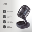 Mini ventilador de mano plegable Coober con luz USB recargable Negro