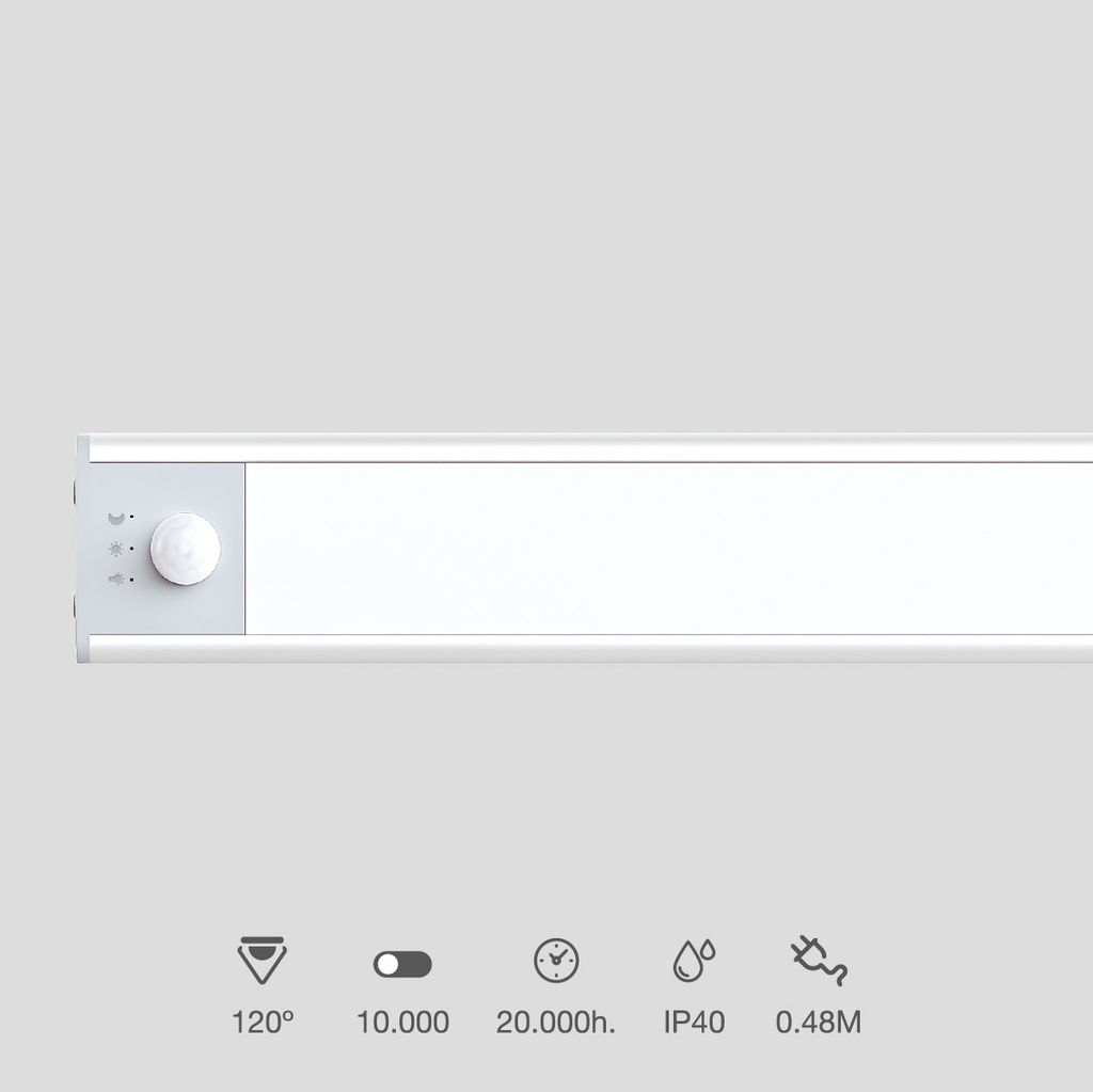Luz de armario LED Tibuka con sensor movimiento y crepuscular 0.8W 3000 - 4000 - 6500K