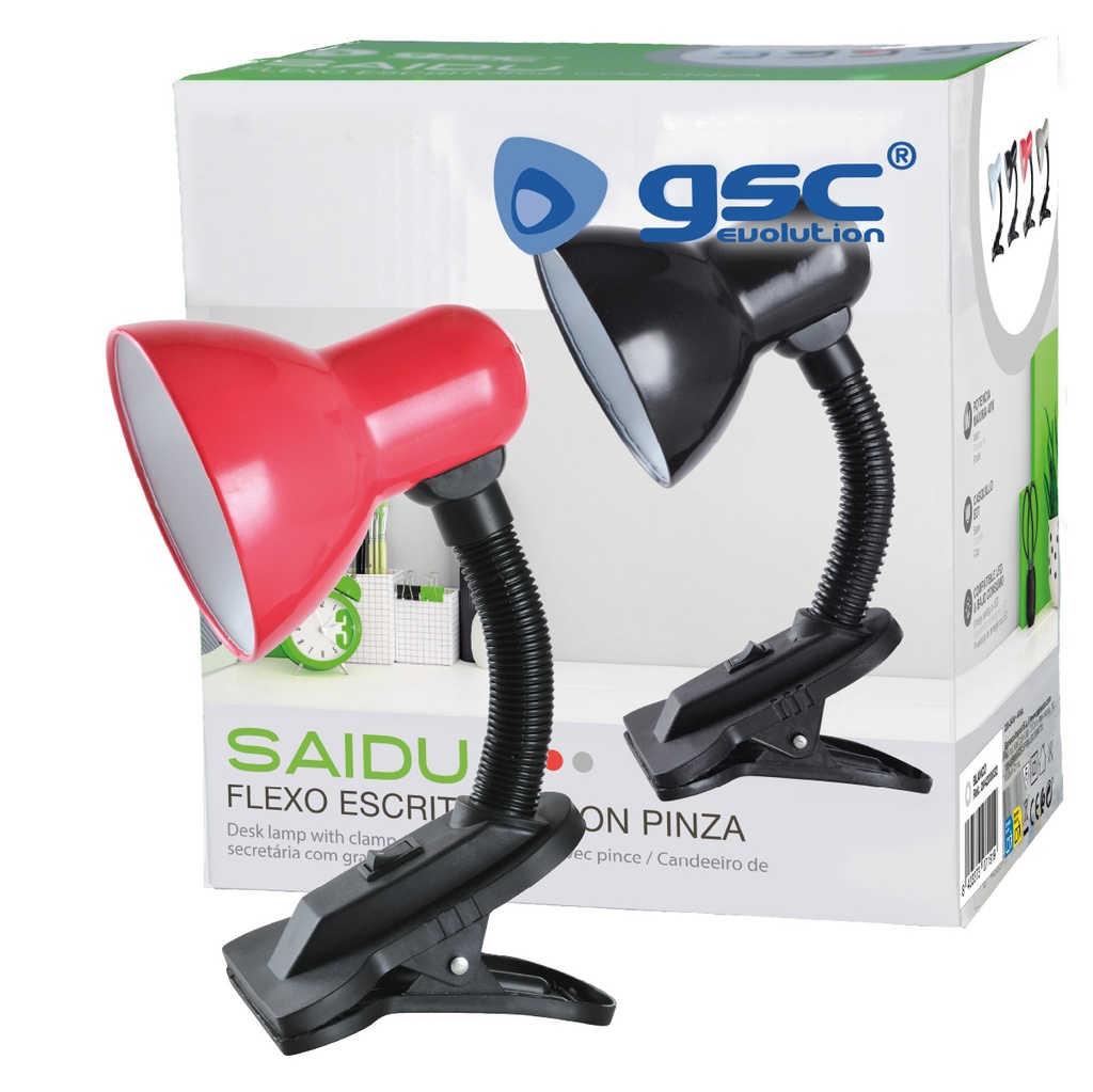 Flexo de escritorio con pinza Saidu E27 Rojo