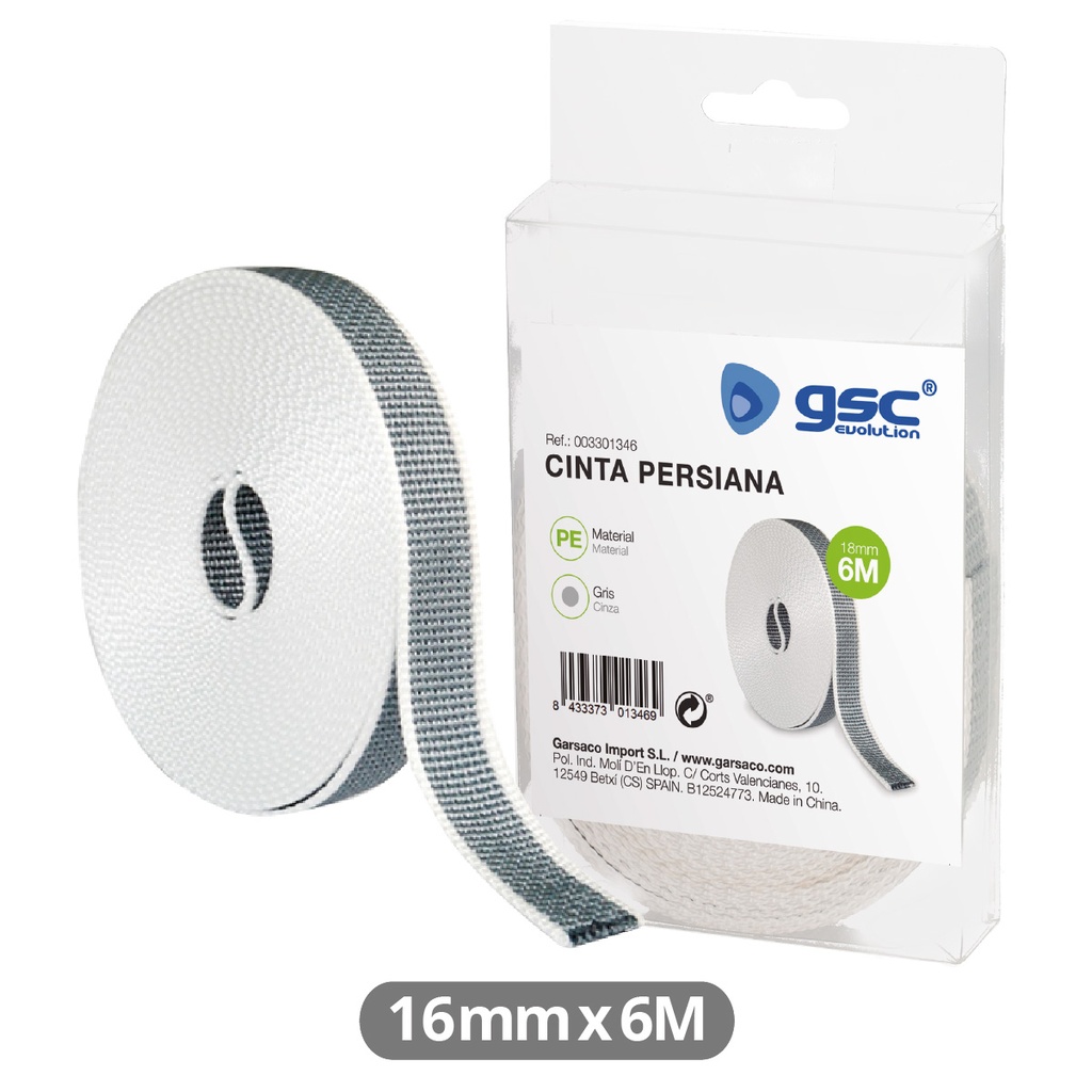 Cinta persiana 6M 18mm Gris