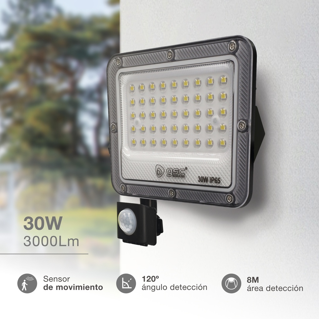 Proyector aluminio LED Belinta con sensor 30W 4000K IP65 Negro