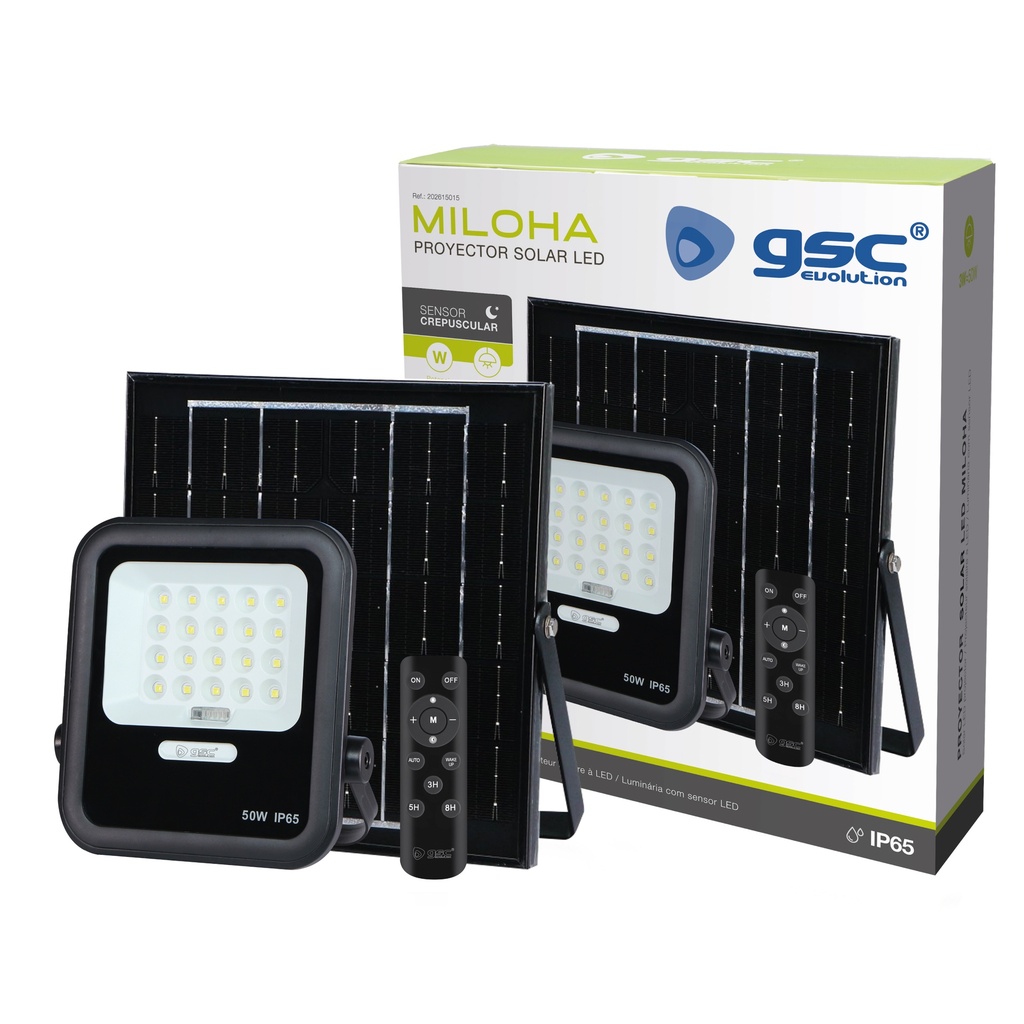 Proyector solar LED Miloha 3W 6500K IP65 Negro