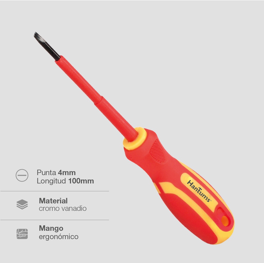 Destornillador aislante plano 4x100mm