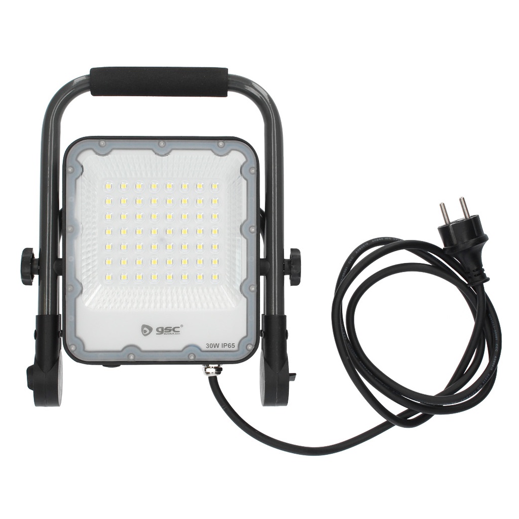 Proyector aluminio LED con soporte móvil 30W 6500K IP65 Gris