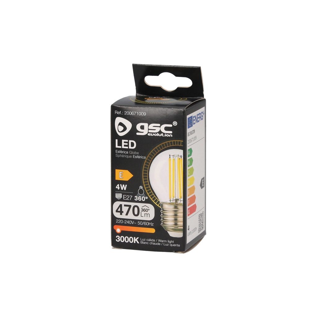 Lámpara LED esférica Serie Oro 4W E27 3000K