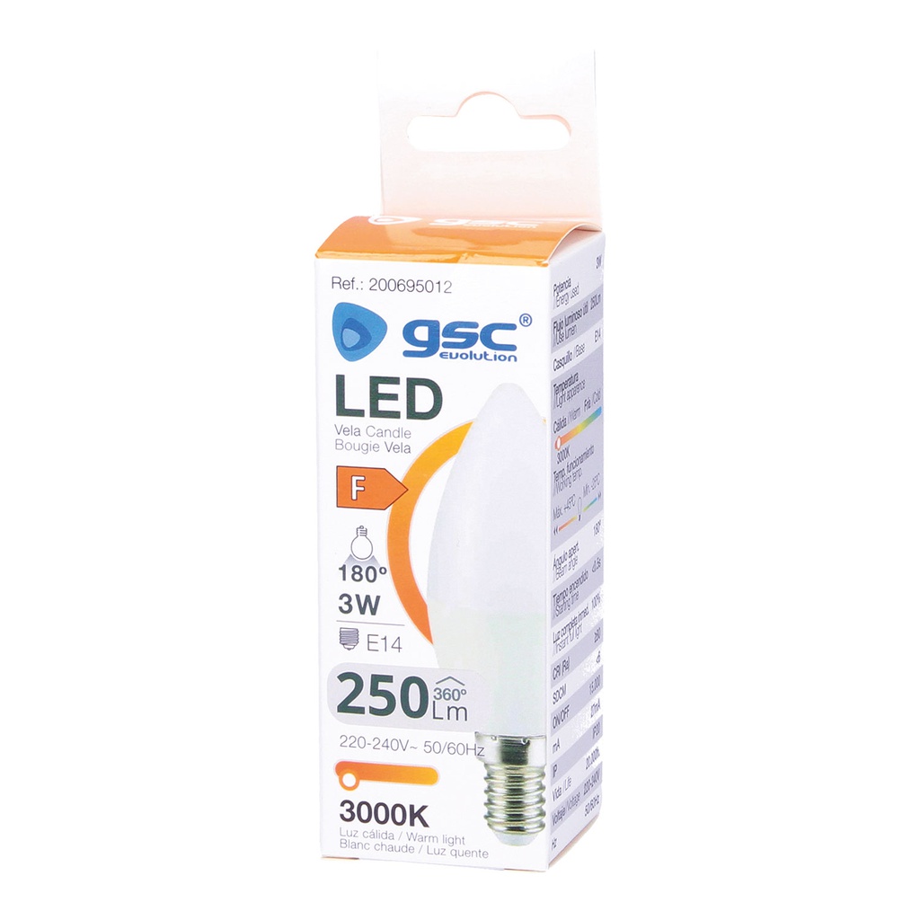 Lámpara LED vela 3W E14 3000K