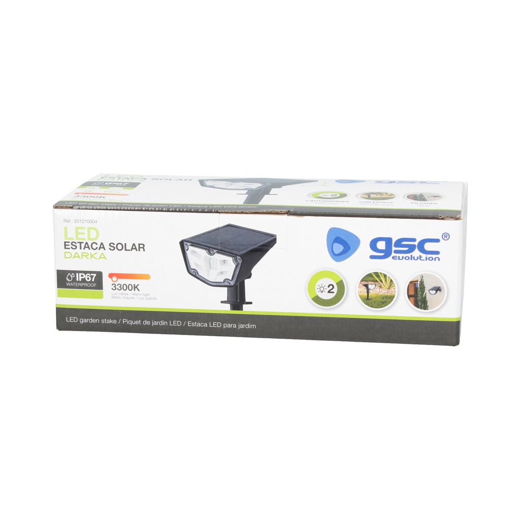 Estaca jardín solar LED Darka 3300K IP67 regulable