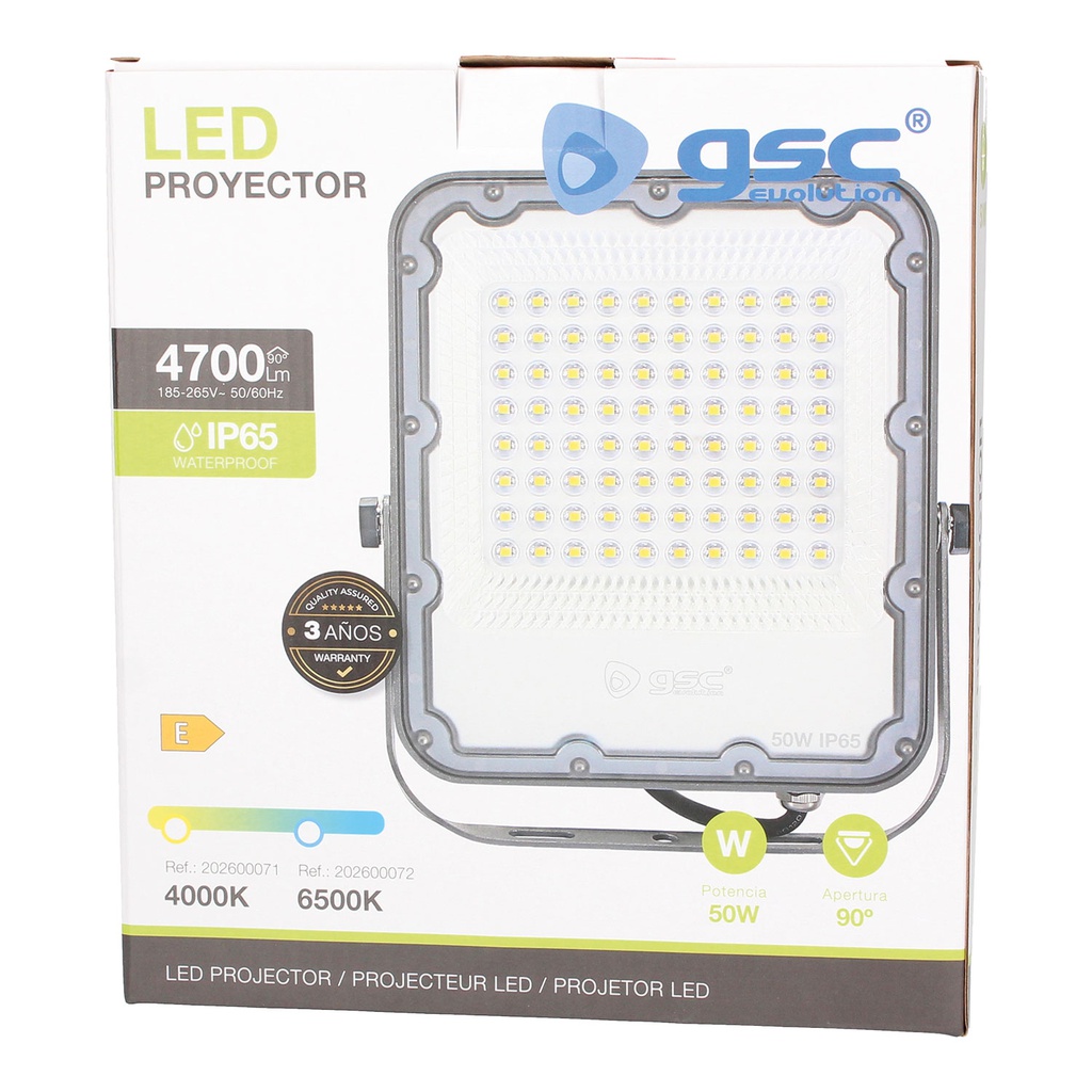 Proyector aluminio LED 50W 6500K IP65 Gris