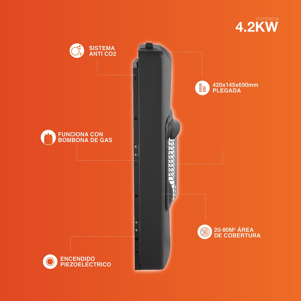 Estufa de gas de infrarrojos plegable Máx. 4200W