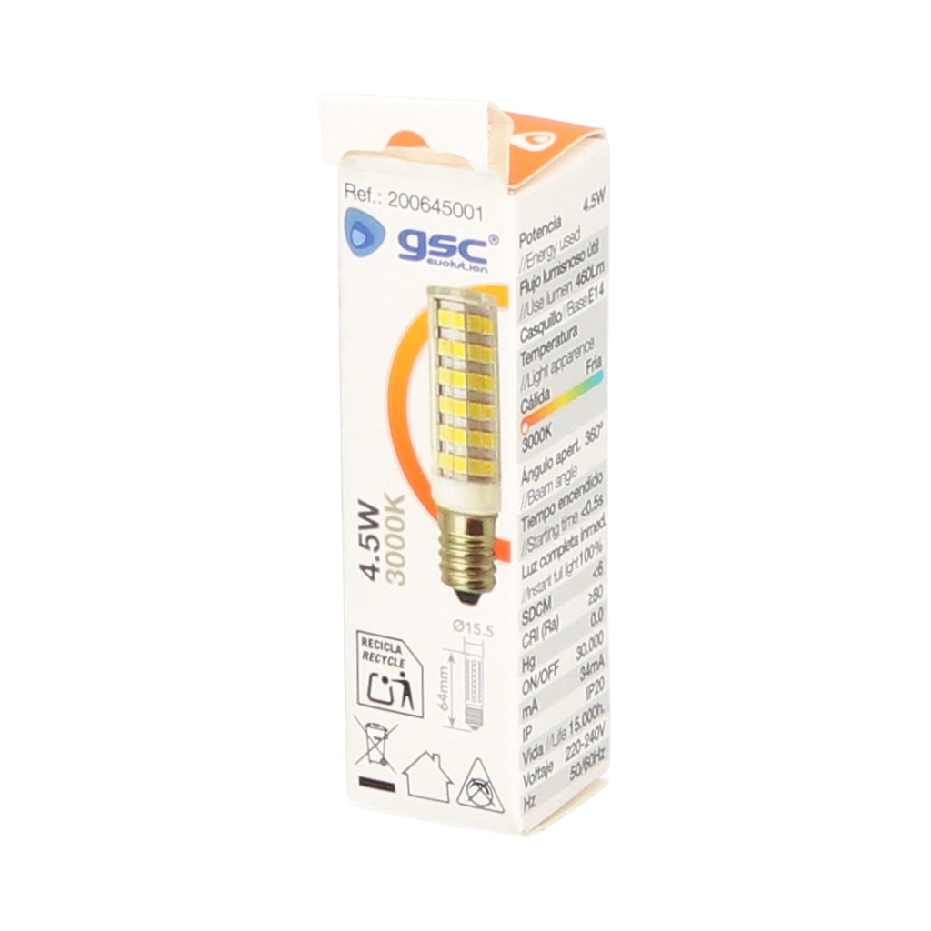 Lámpara LED tubular 4,5W E14 3000K