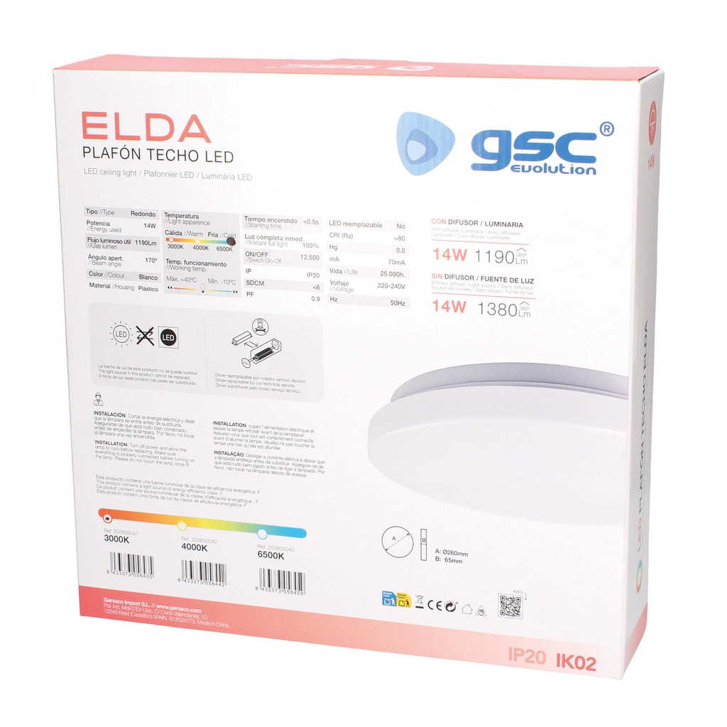 Plafón techo LED Elda 14W 3000K