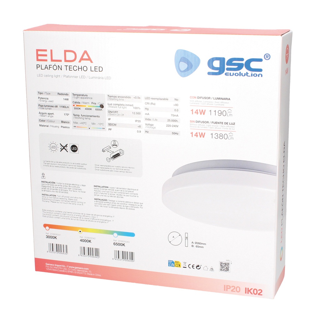 Plafón techo LED Elda 14W 4000K