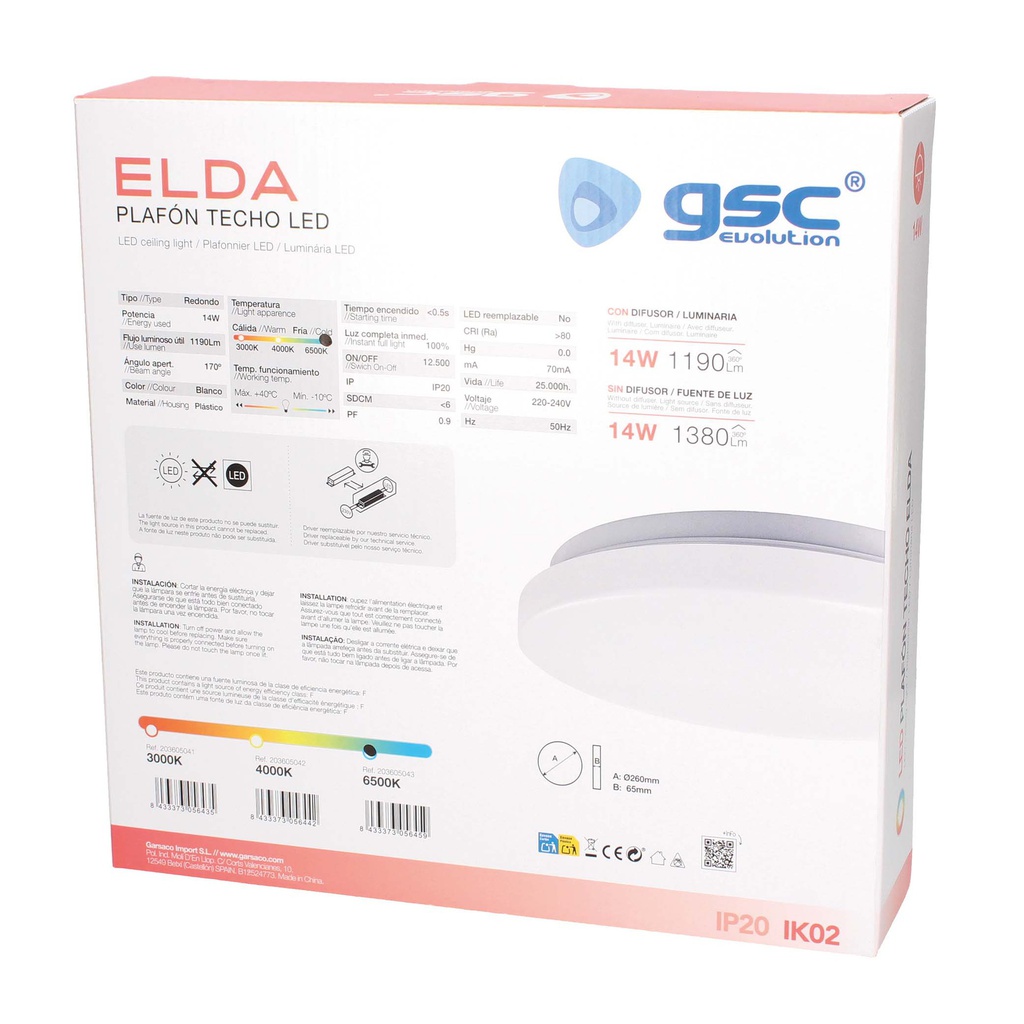 Plafón techo LED Elda 14W 6500K