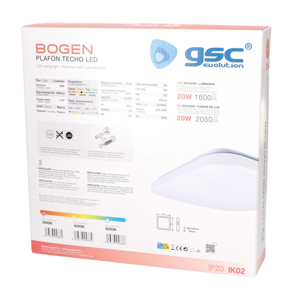 Plafón techo LED Bogen 20W 3000K