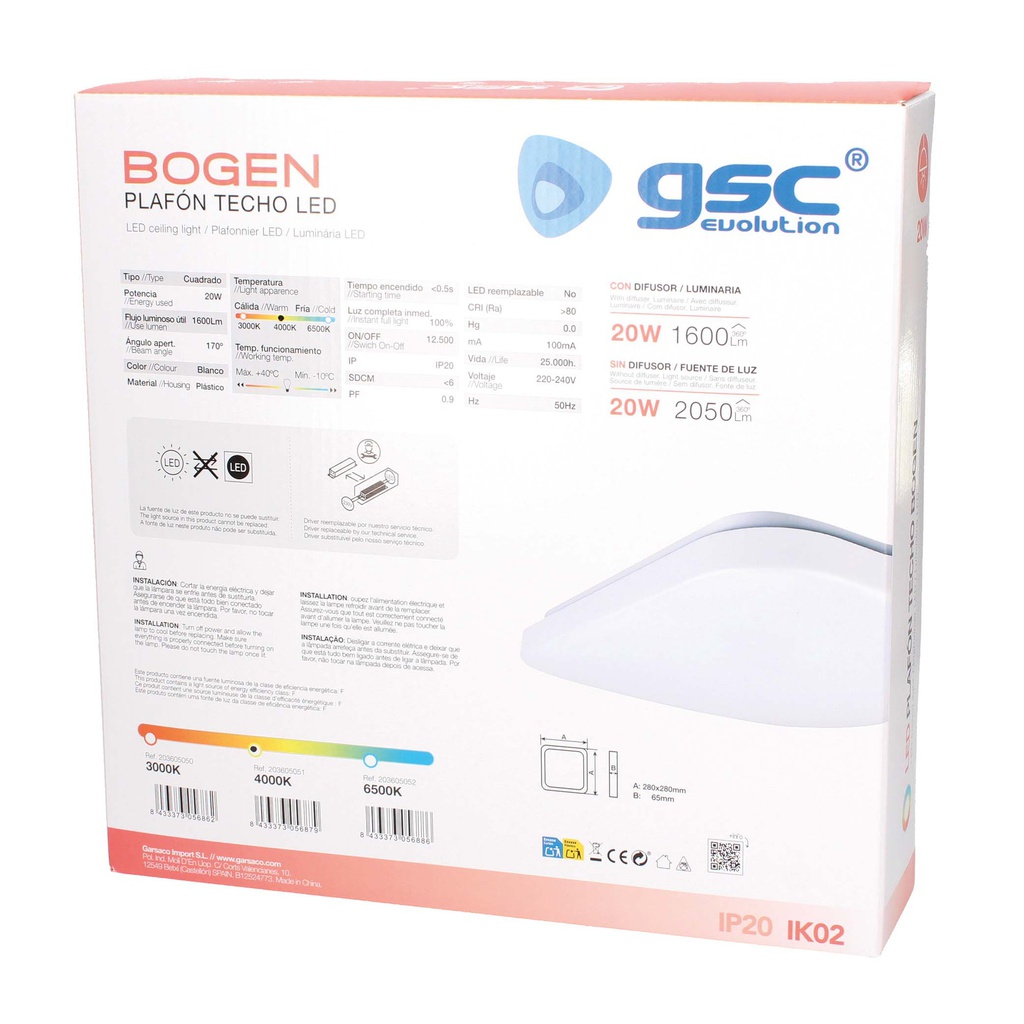 Plafón techo LED Bogen 20W 4000K