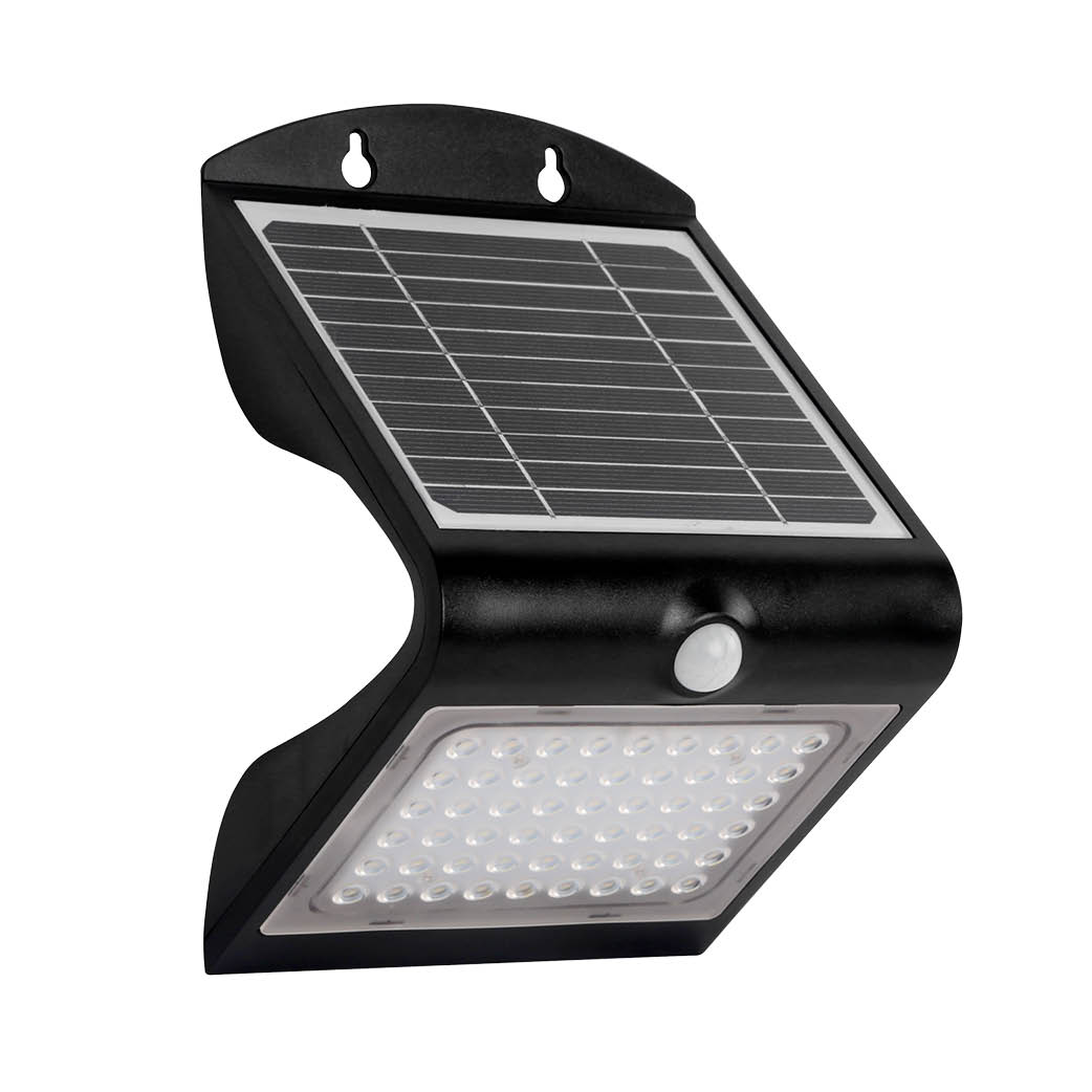 Pack 6 Apliques de Pared Solares LED 2 Luces con Sensor Crepuscular y  Movimiento Negro 7500K 20000H 7hSevenOn