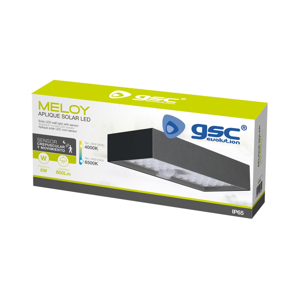 Aplique solar LED Meloy con sensor crepuscular y movimiento 6W 4000K IP65