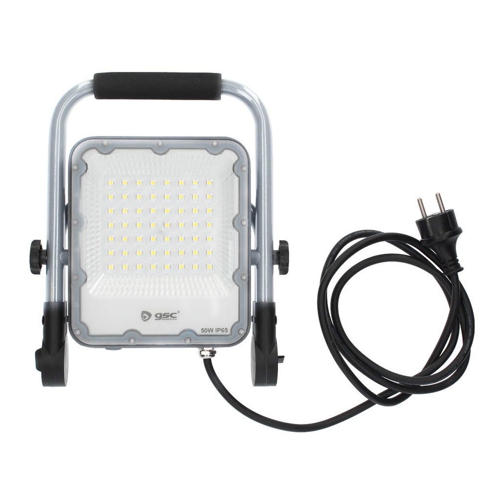 Proyector aluminio LED con soporte móvil 50W 6500K IP65 Gris