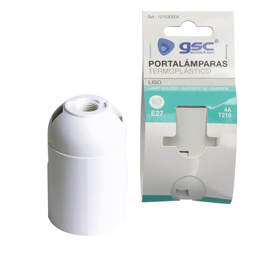 Portalámparas termoplástico liso E27 Blanco