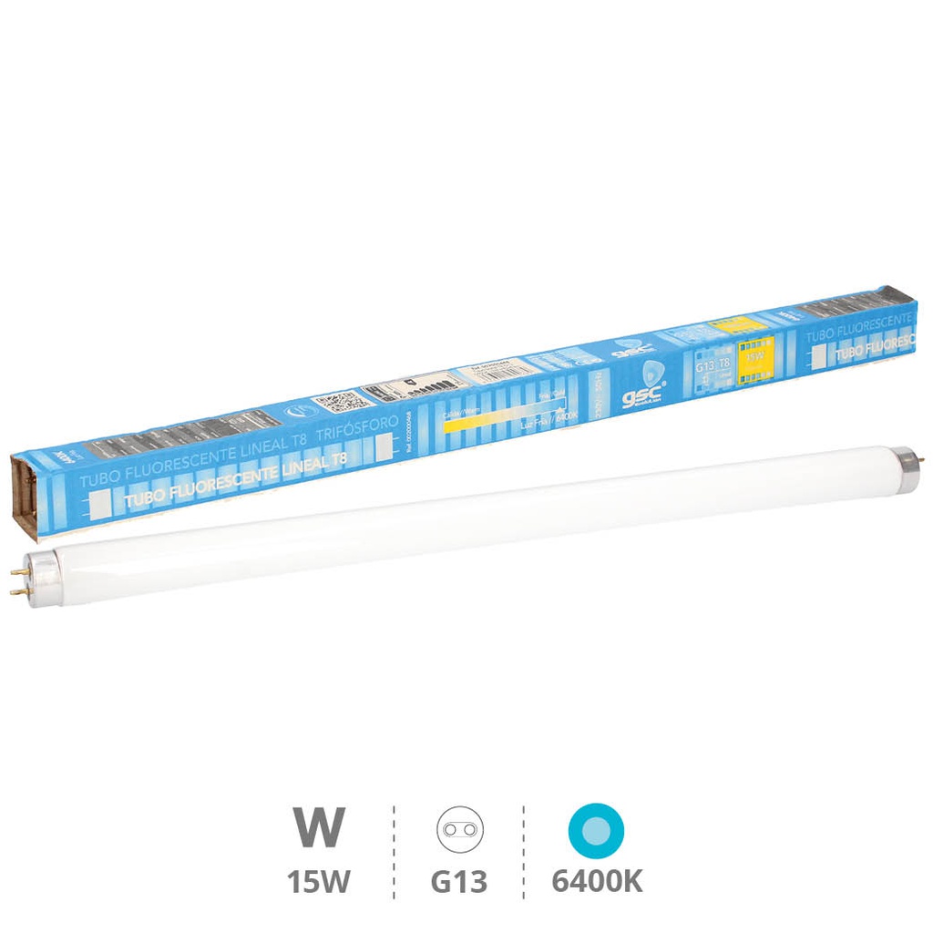 Tubo Fluorescente T8 Trifosforo 15W G13 6400K 450mm