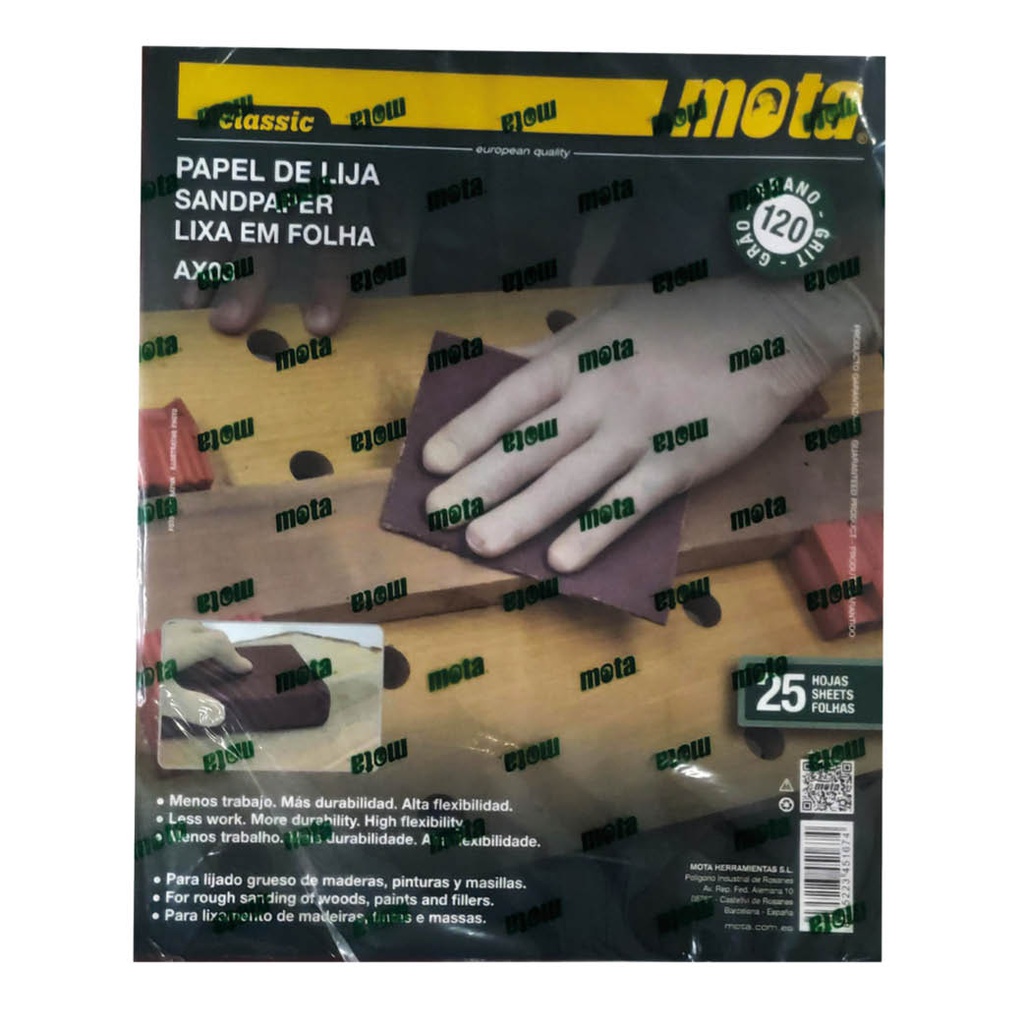 Pack 25 papeles de lija grano de 150