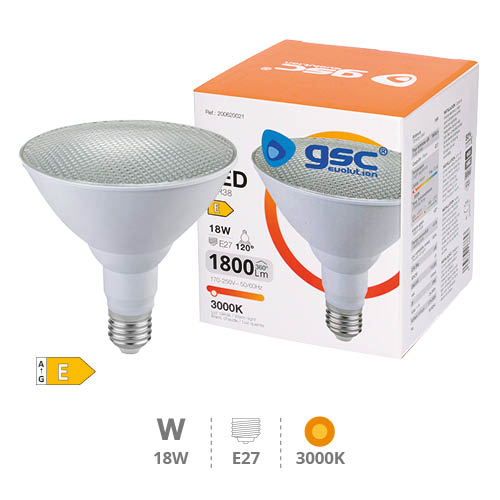 Lámpara LED PAR38 18W E27 3000K IP65