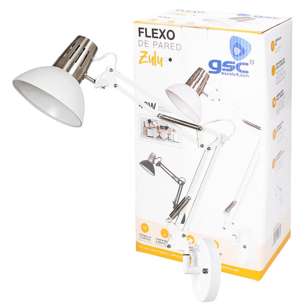 Flexo de pared Zulu E27 Blanco