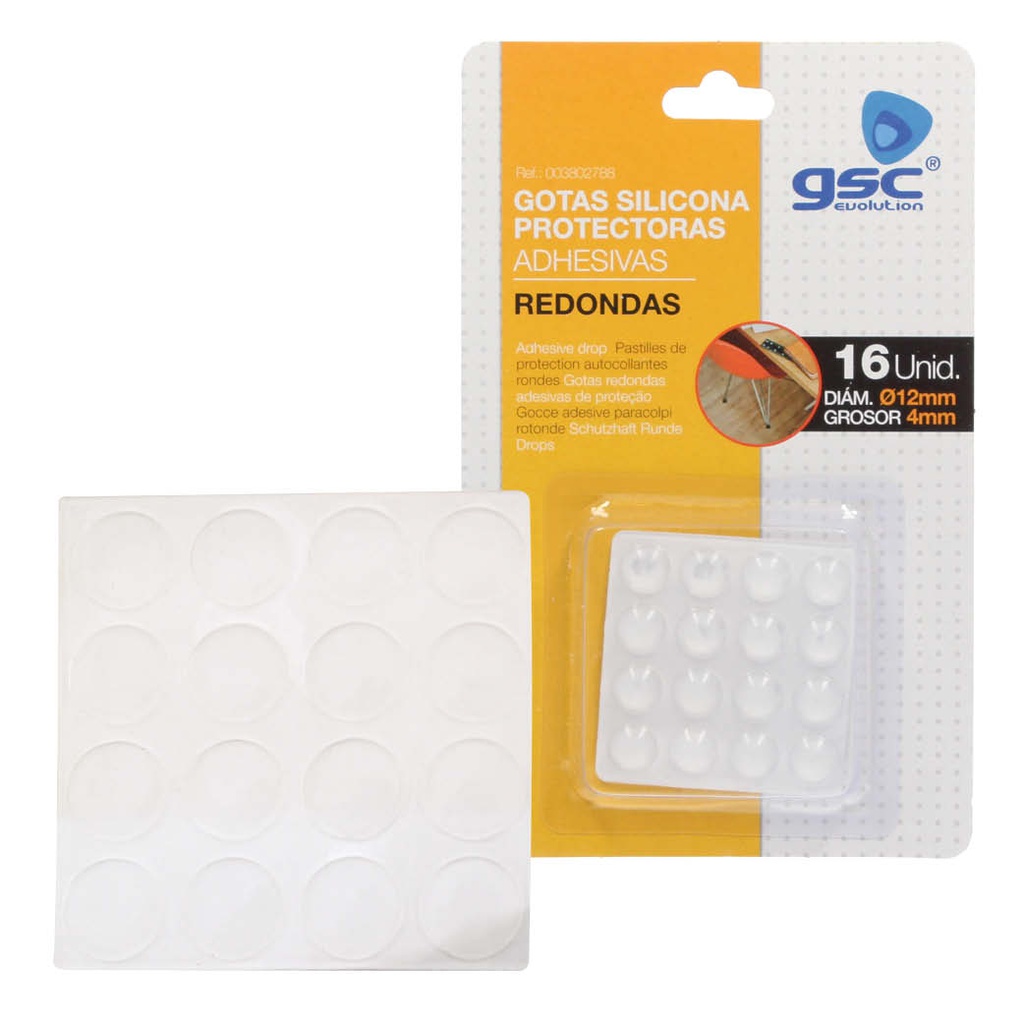 Pack 16 gotas protectoras adhesivas 4mm Ø12mm