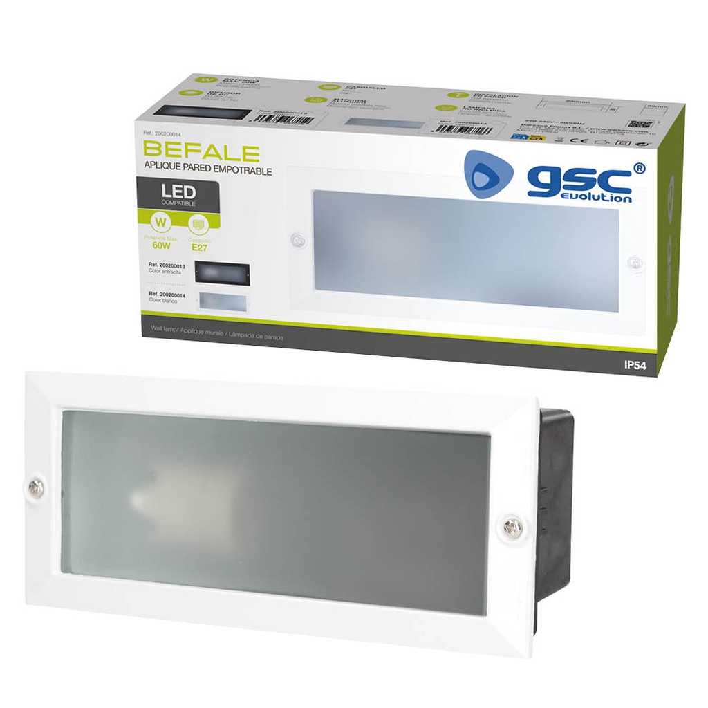 Aplique pared Befale E27 Máx. 60W Blanco