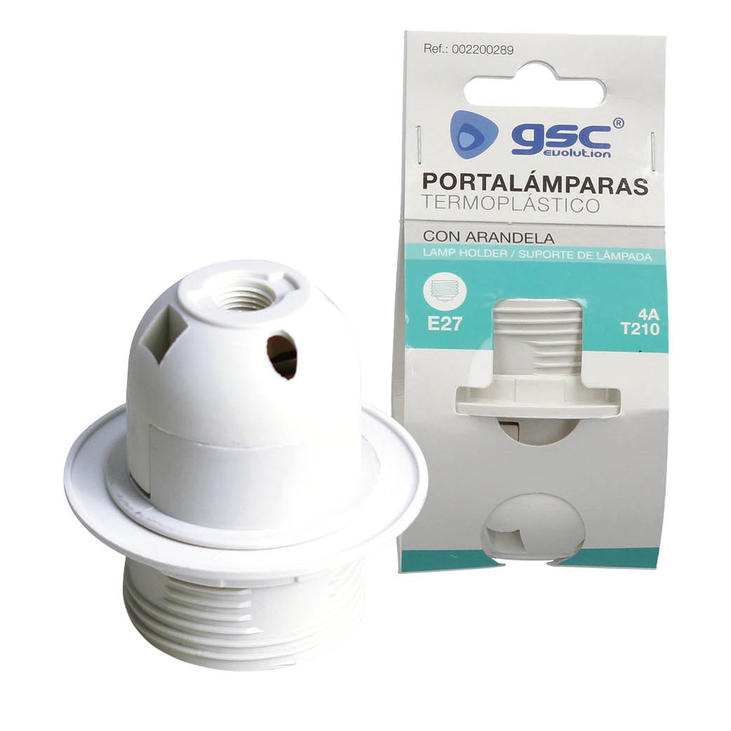 Portalamparas termoplastico + arandela E27 Blanco