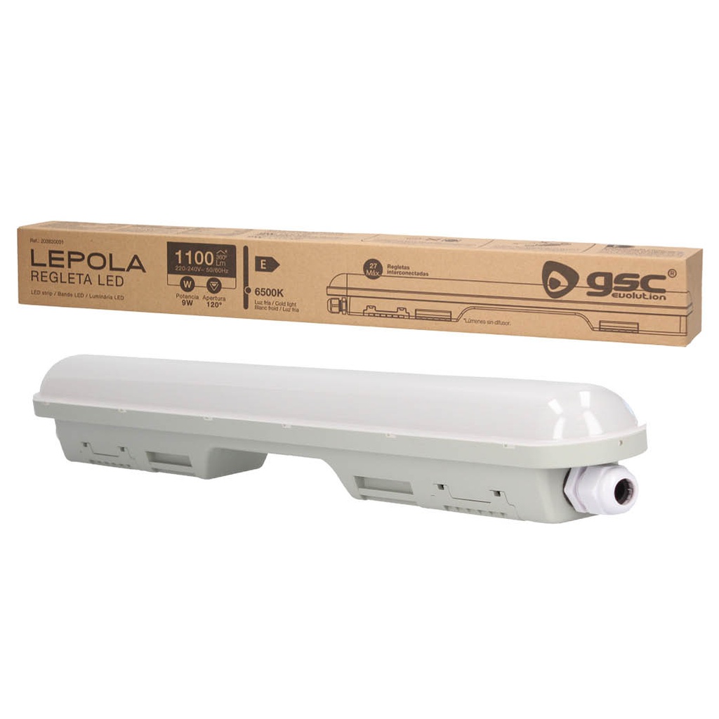 Regleta LED Lepola 9W 6500K IP65