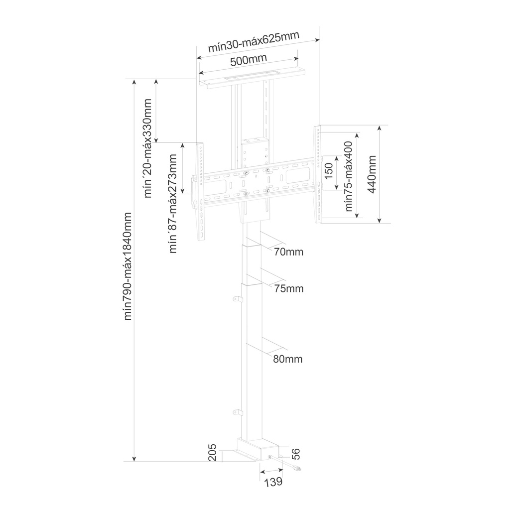 Soporte elevador motorizado inteligente para TV 37" - 80"