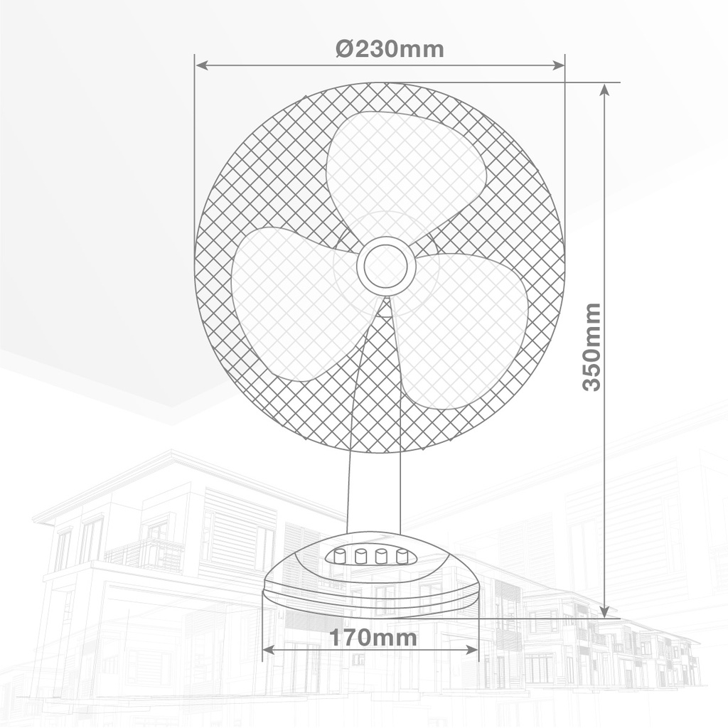 Ventilador sobremesa 23cm 30W Blanco