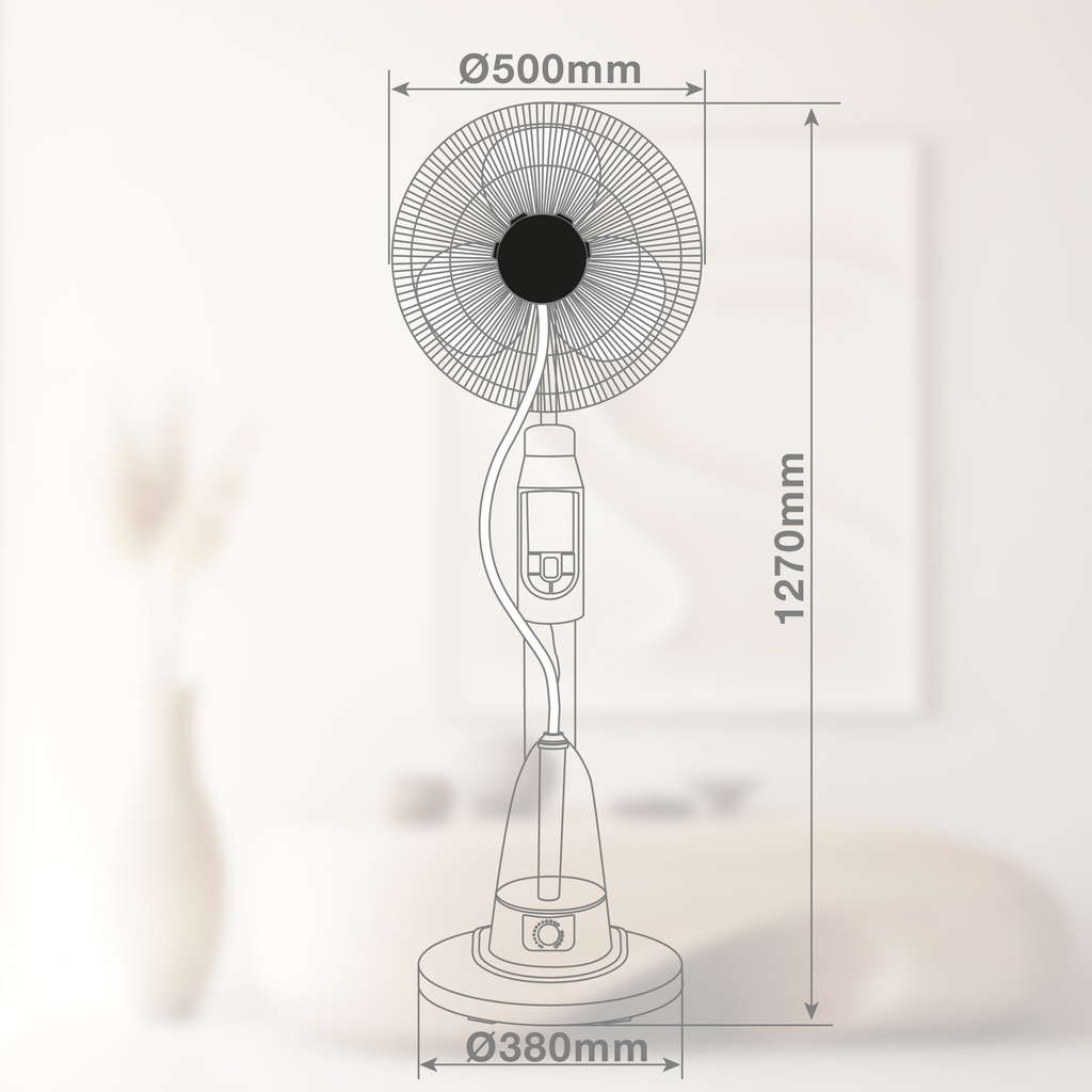 Ventilador vaporizador de pie 43cm 70W