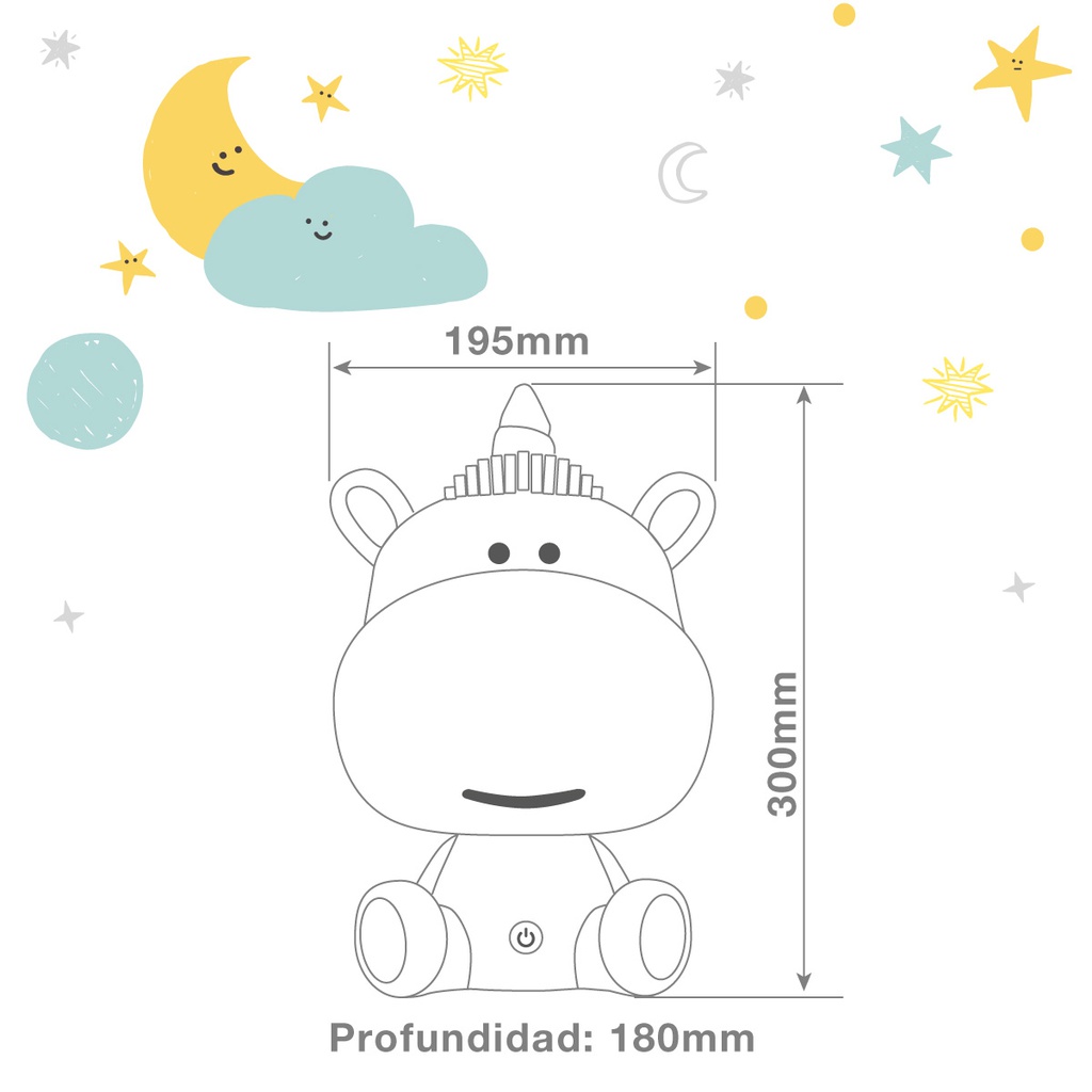 Luz de noche infantil LED Unicornio 2,5W Rosa