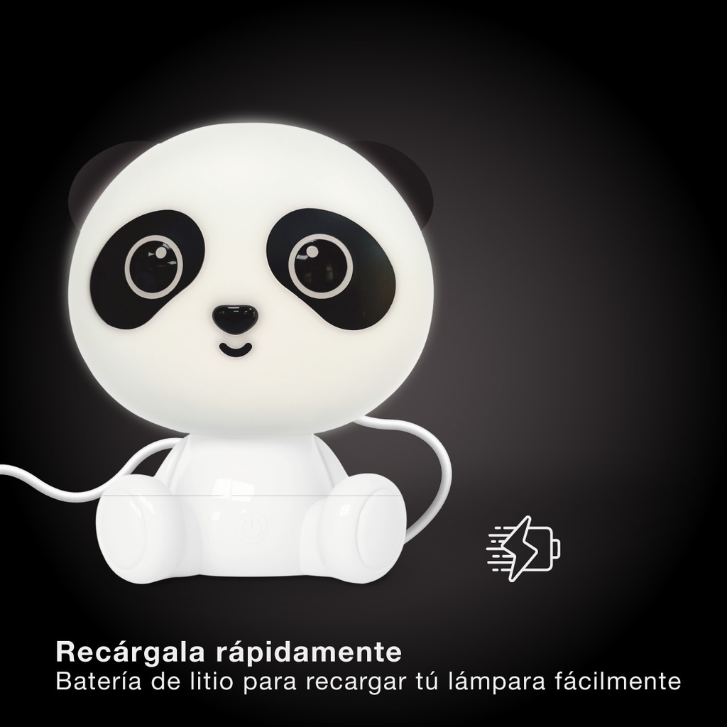 Luz de noche infantil LED Panda 2,5W RGB + luz día batería recargable Blanco