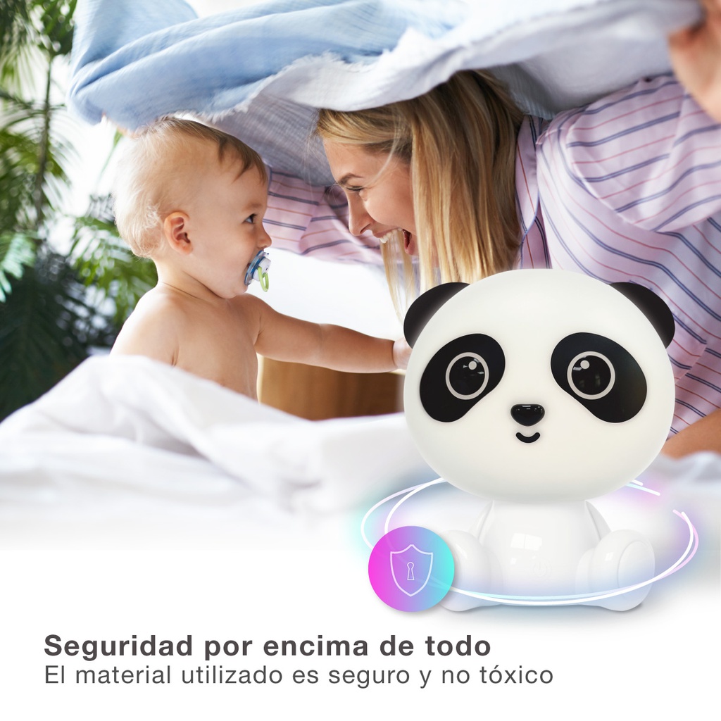 Luz de noche infantil LED Panda 2,5W RGB + luz día batería recargable Blanco