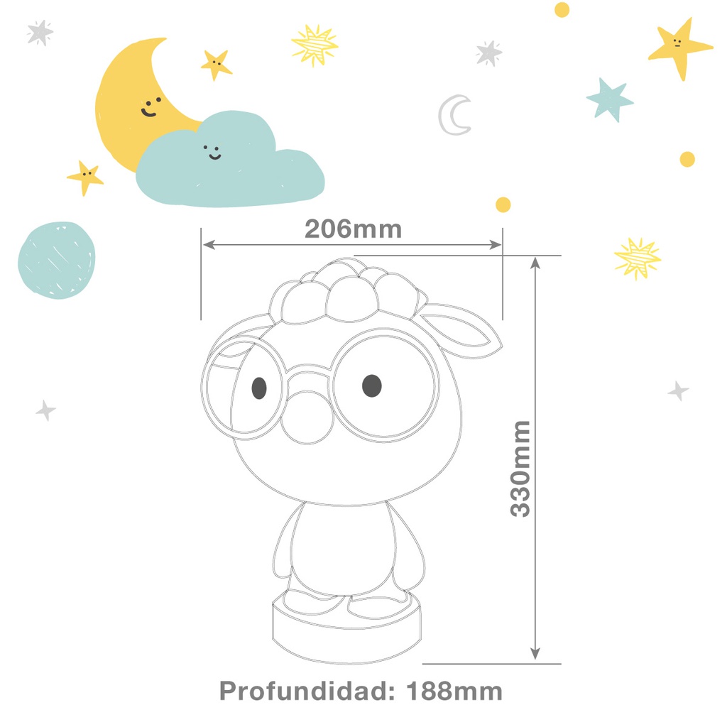 Luz de noche infantil LED Ovejita 2,5W RGB  luz día batería recargable Blanco