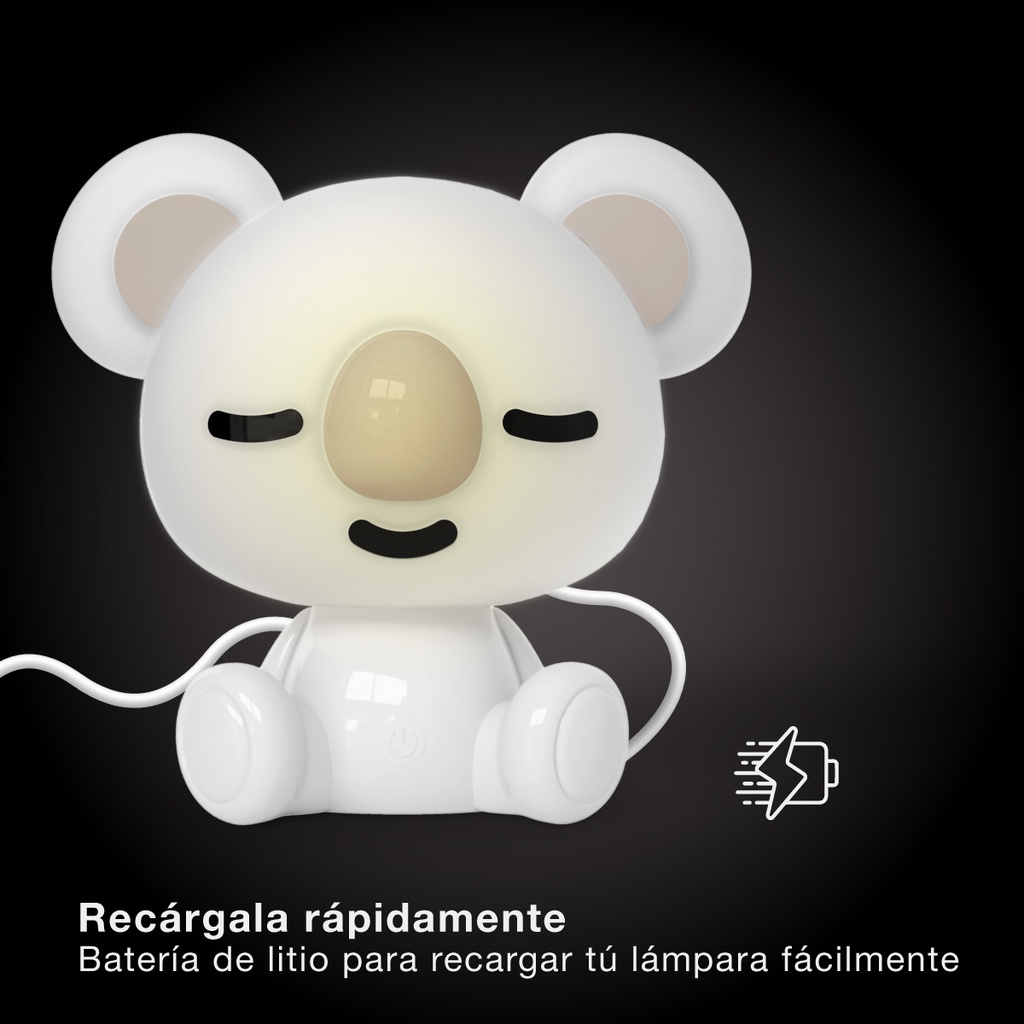 Luz de noche infantil LED Koala 2,5W RGB + luz día batería recargable Blanco