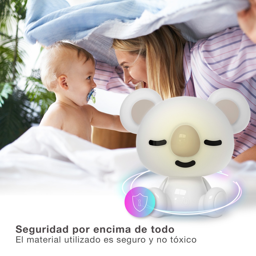 Luz de noche infantil LED Koala 2,5W RGB + luz día batería recargable Blanco