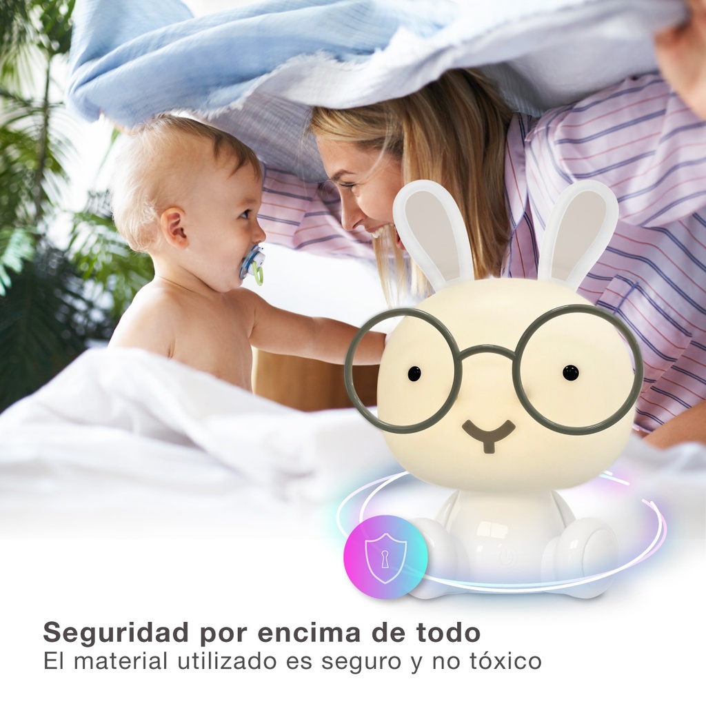 Luz de noche infantil LED Conejito 2,5W RGB + luz día batería recargable Blanco