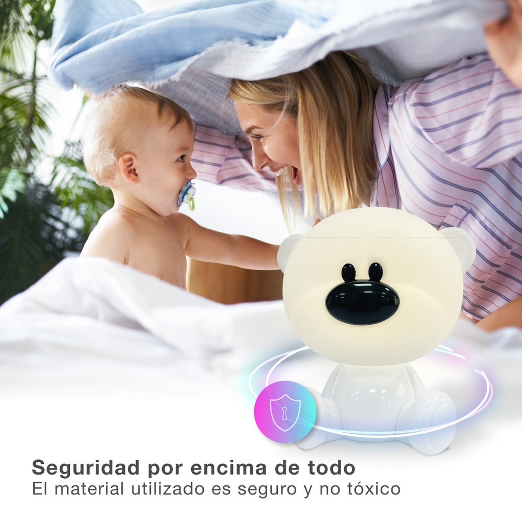 Luz de noche infantil LED Osito 2,5W RGB + luz día batería recargable Blanco