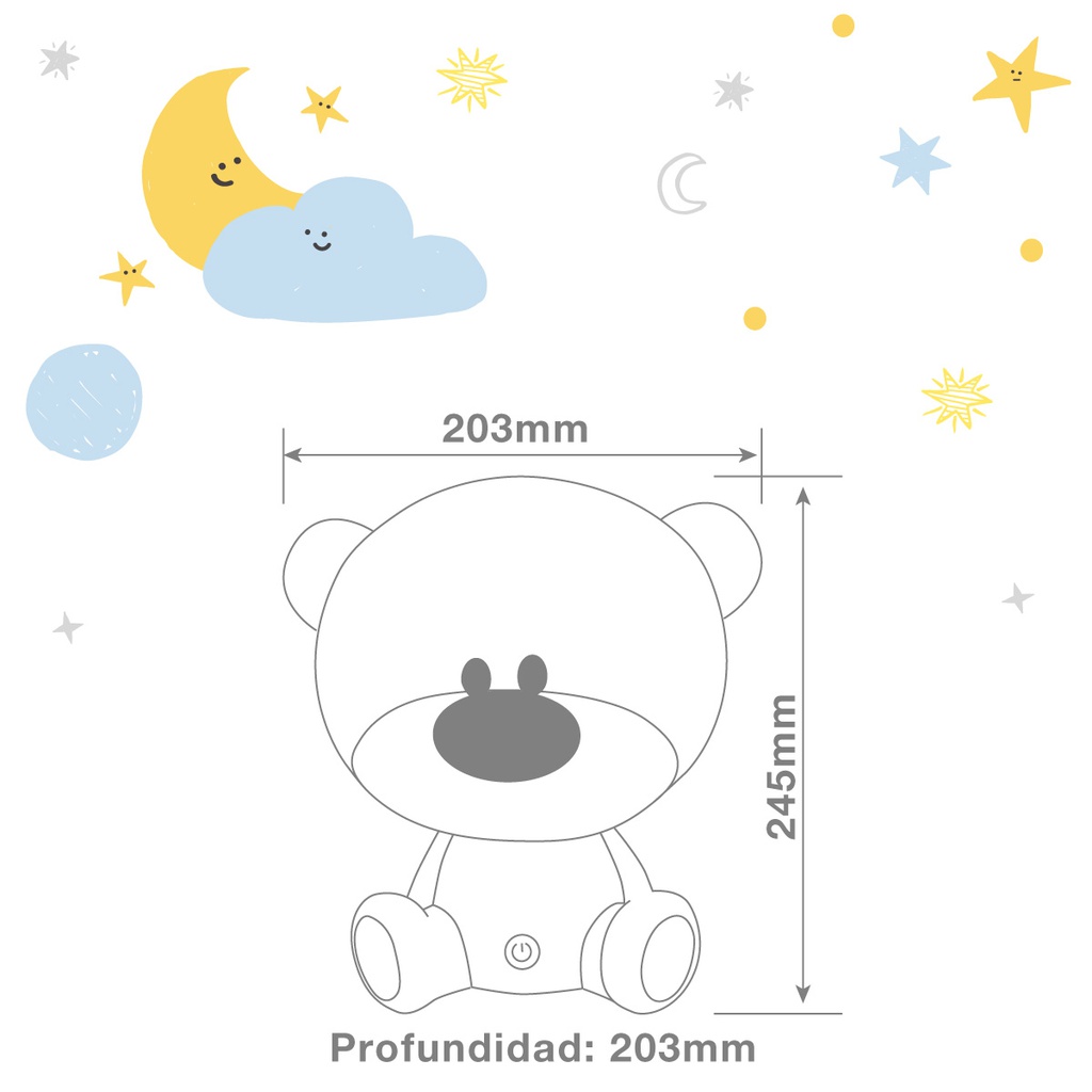 Luz de noche infantil LED Osito 2,5W RGB + luz día batería recargable Blanco