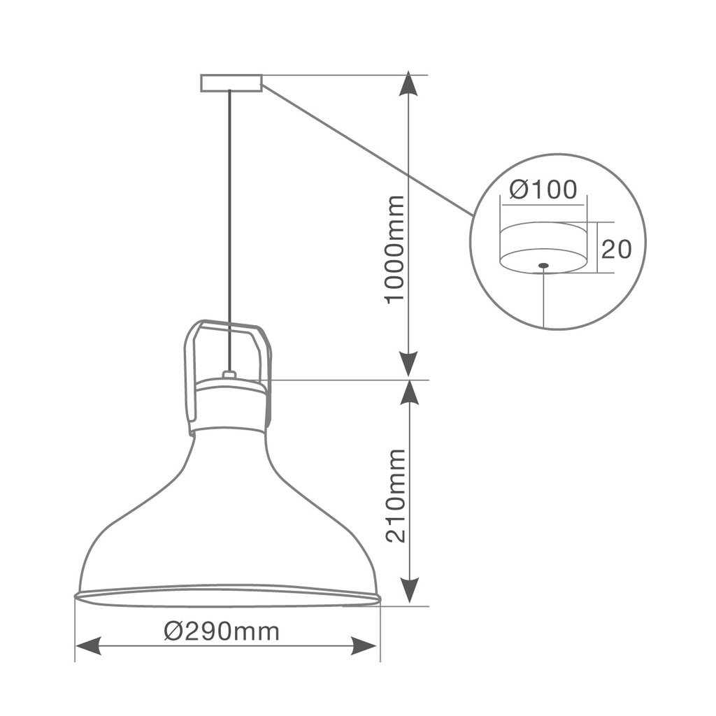 Lámpara colgante Barum E27 1M Cobre