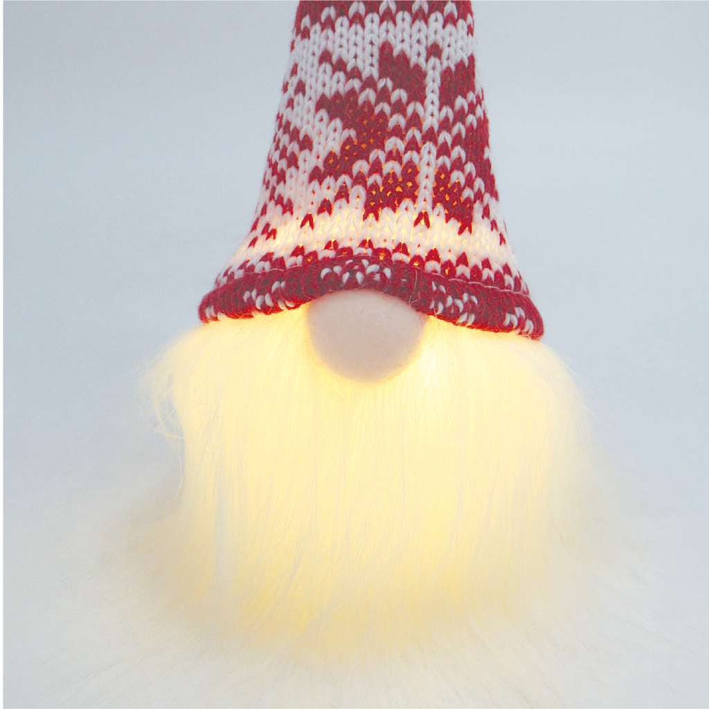 Gnomo de navidad LED Nefti 16cm 2xLR44 Rojo y blanco - 12u caja exp