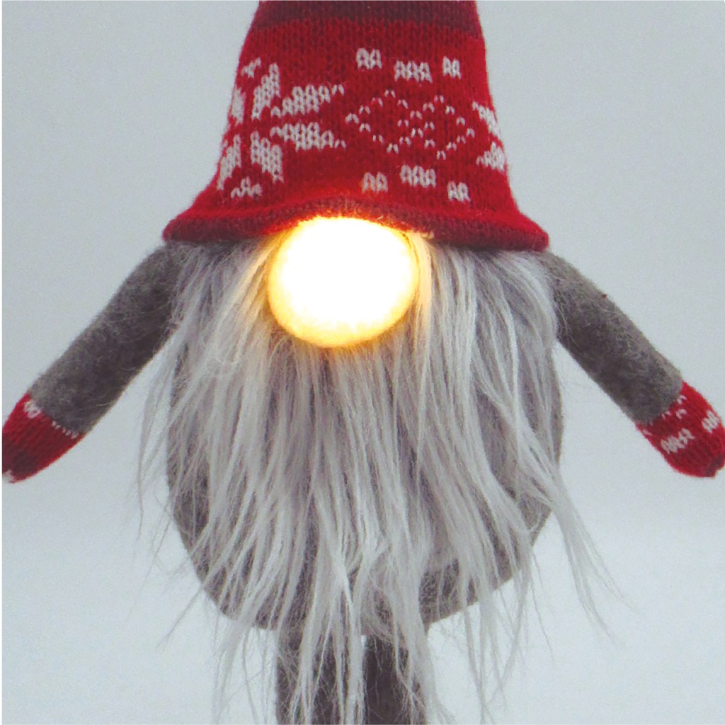 Gnomo de navidad LED de pie Kazbo 40cm 2xCR2032 Rojo y gris