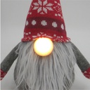 Gnomo de navidad LED sentado Hagin 36cm 2xCR2032 Rojo y gris